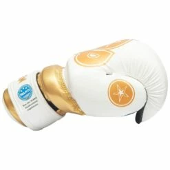 TOP TEN Glossy Block Pointfighter Gloves White/Gold -REFLEX Sales Shop top ten glossy block pointfighter gloves white gold 3 6853 p