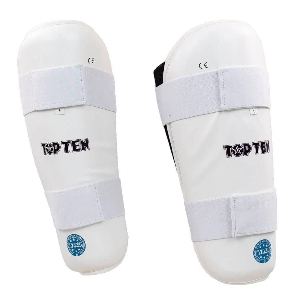 TOP TEN WAKO Shin Guard White 3 TOP TEN WAKO Shin Guard White