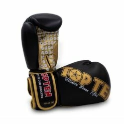 TOP TEN Women's Boxing Gloves Black/Gold 10oz